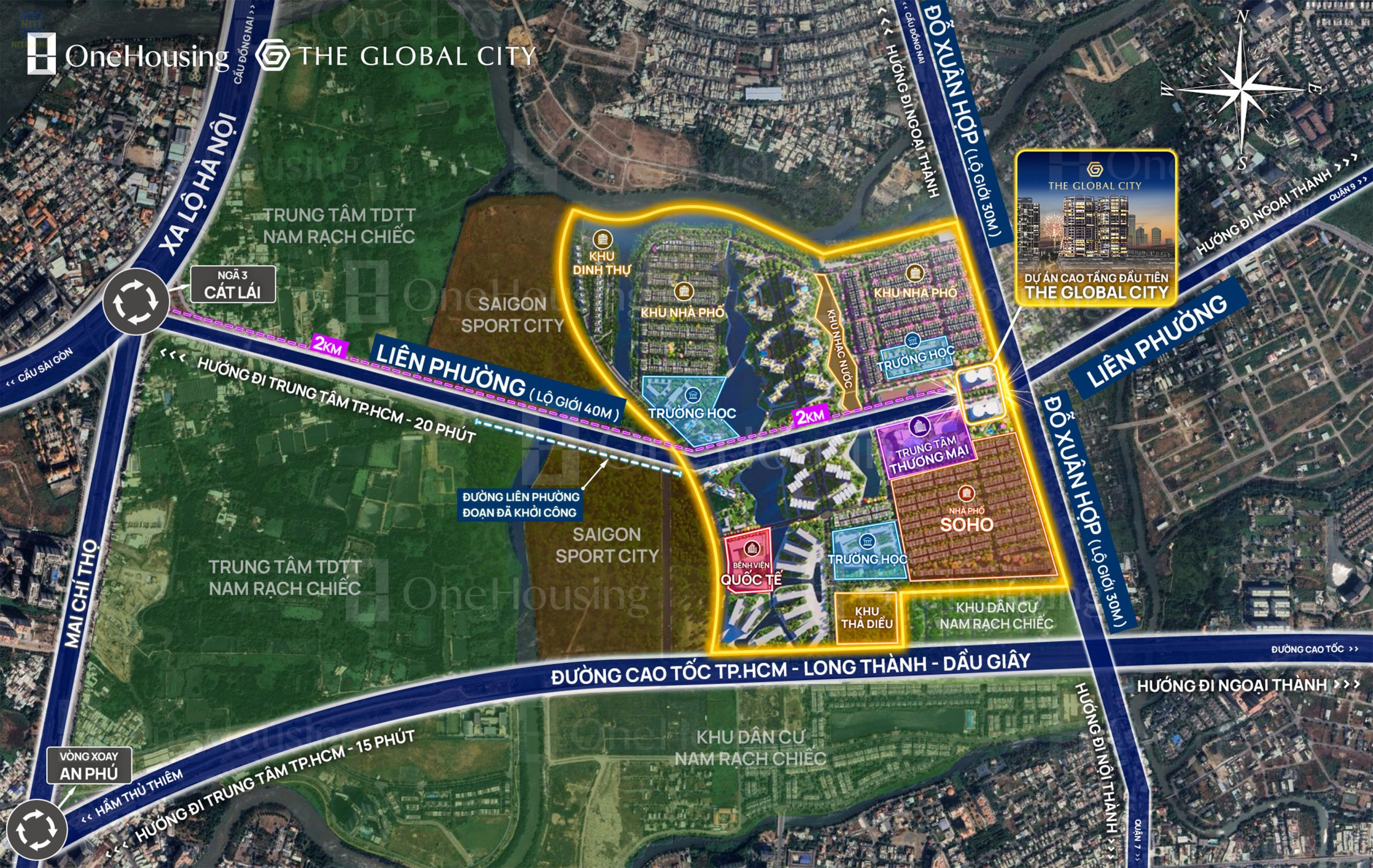 Các phân khu trong The Global City bản đồ