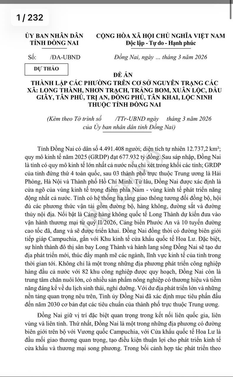 thành lập các phường tại Đồng Nai 