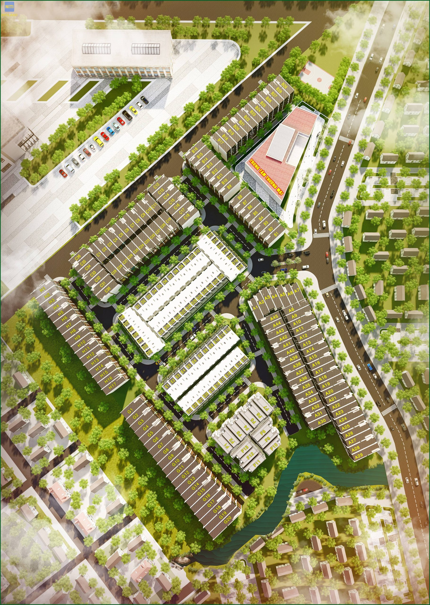 Bản đồ quy hoạch chi tiết 1/500 mặt bằng phân lô dự án Golden Center Point Đồng Nai, các Block A, B, C, D, E, F, G, H