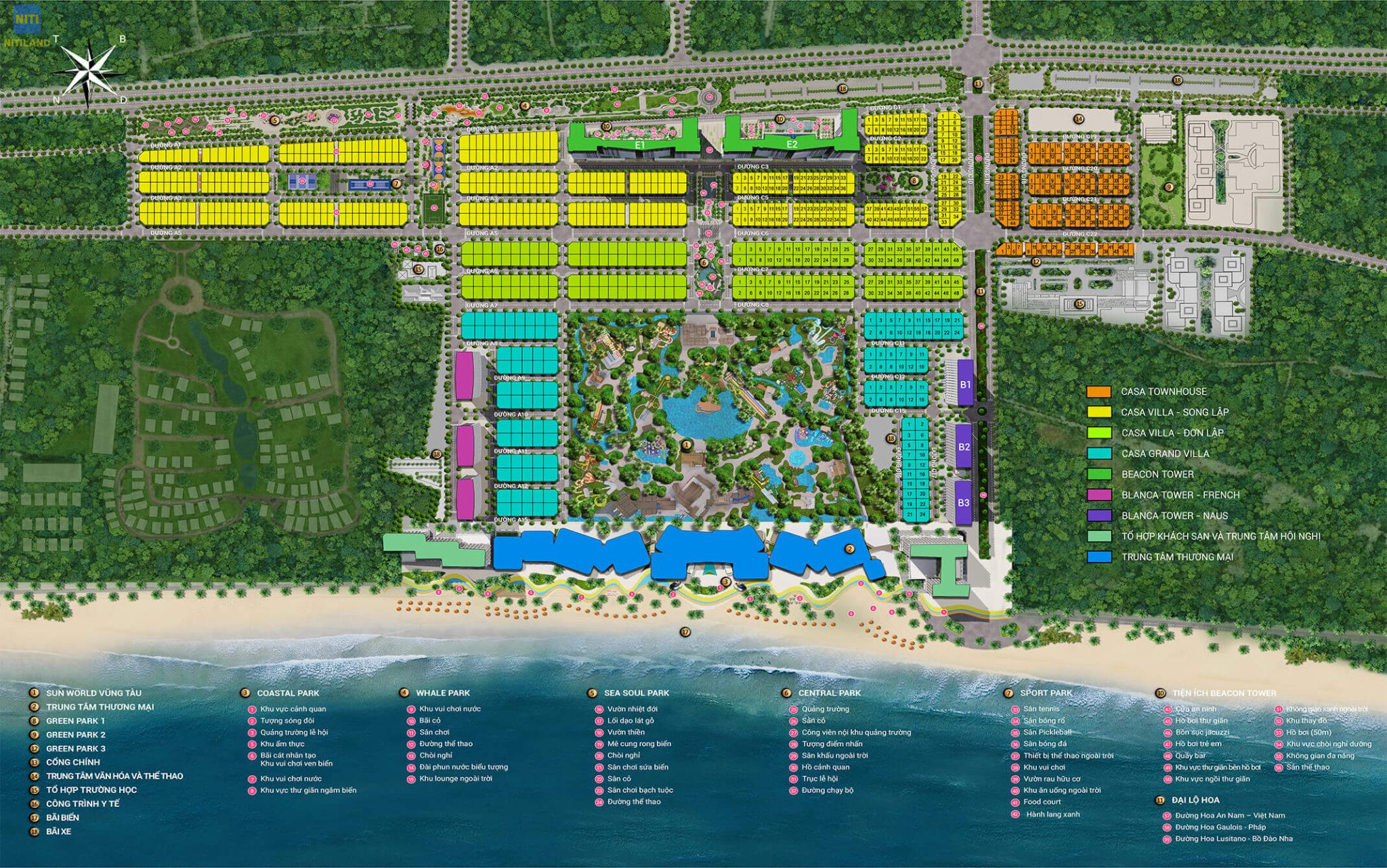 Sơ đồ mặt bằng tiện ích nội khu đẳng cấp tại dự án Blanca City Vũng Tàu