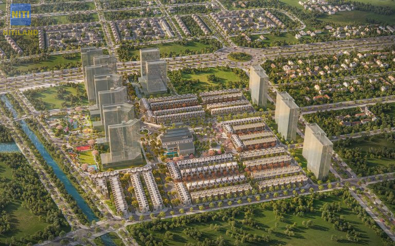 Phối cảnh tòa nhà phức hợp với kiến trúc xanh, vườn treo đứng độc đáo tại dự án Spring Ville của Gamuda Land Nhơn Trạch