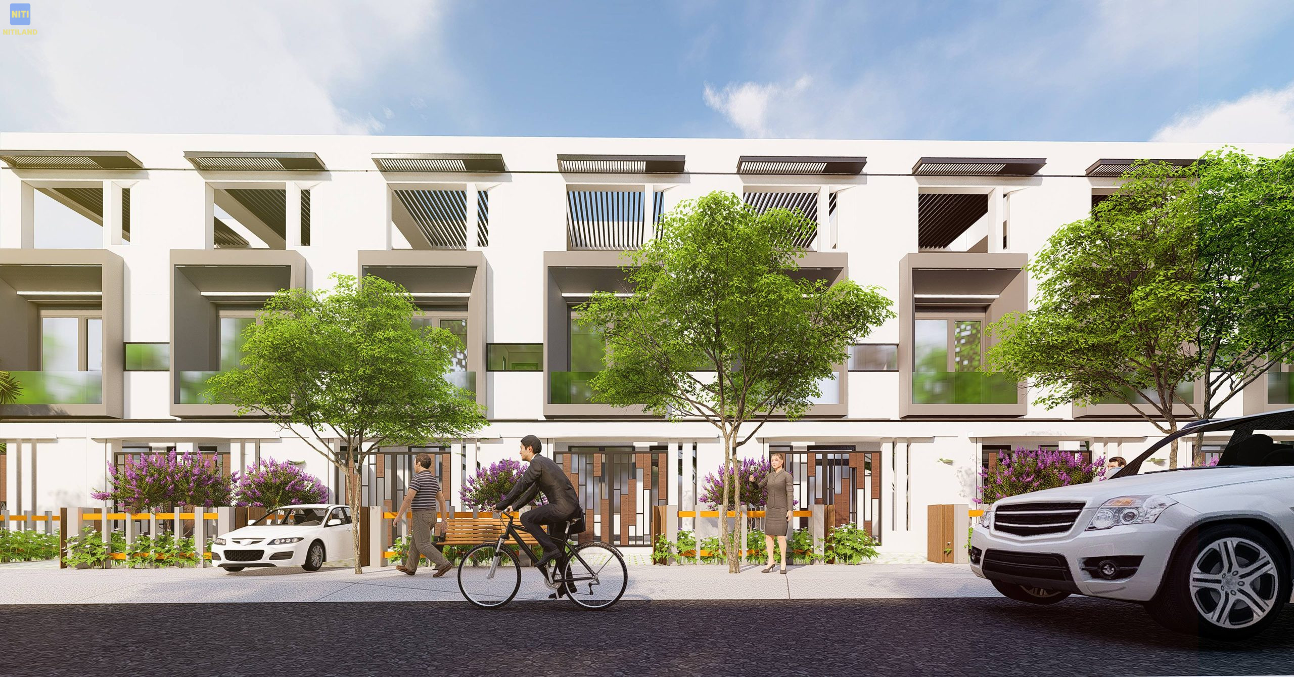 Phối cảnh nhà phố hiện đại dự án Golden Center Point Đồng Nai, gam màu trắng tinh khôi