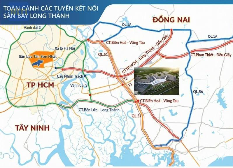 Quy hoạch hạ tầng Sân bay Long Thành bản đồ