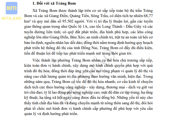 thành lập phường Trảng Bom