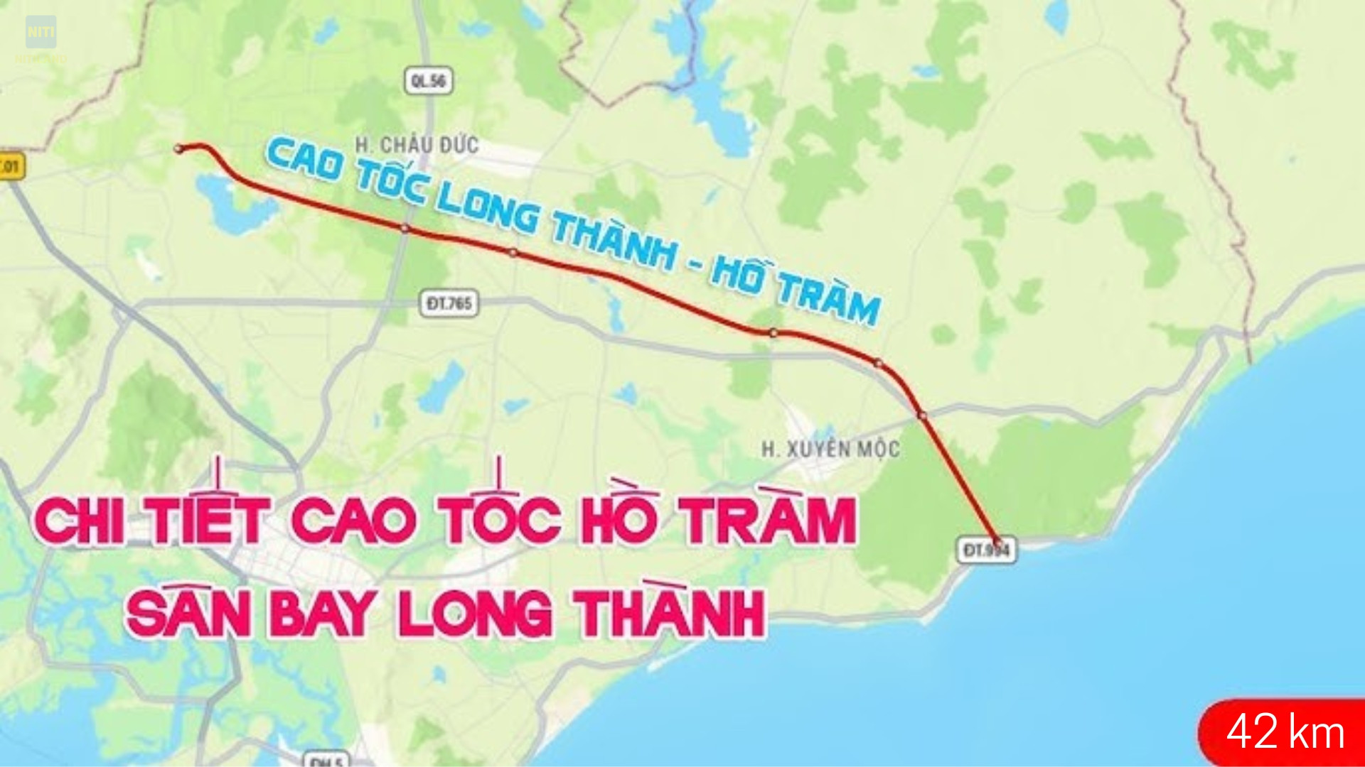 Cao tốc Long Thành Hồ Tràm hướng tuyến dài hơn 42km với lộ giới 74,5m