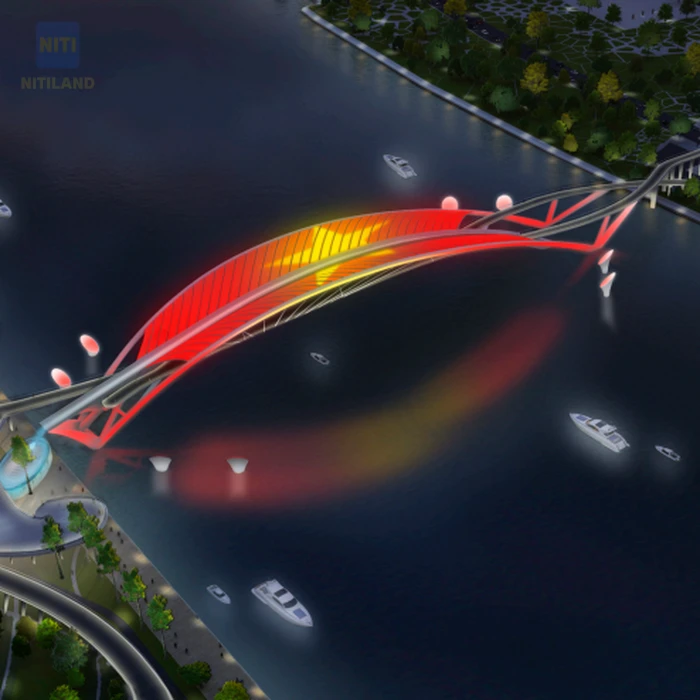 Cầu đi bộ qua sông Sài Gòn về đêm