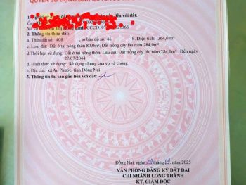 Chủ đang kẹt cần bán lô đất ngay tại An Phước Long Thành - Có sẵn nhà DT 364m2